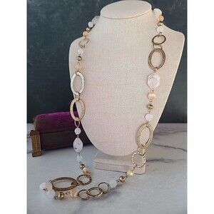 Adjustable Gold Tone Metal Beaded Necklace Vintage Costume Jewelry